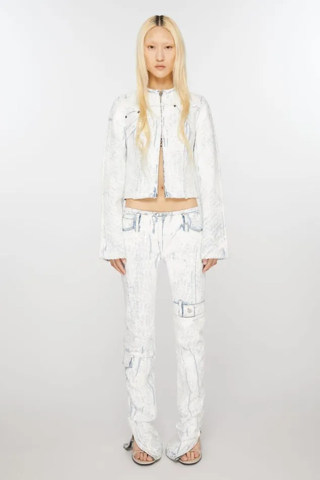 Women Print Jeans 8211 Slim Fit Light Bluewhite Acne Studios Trousers