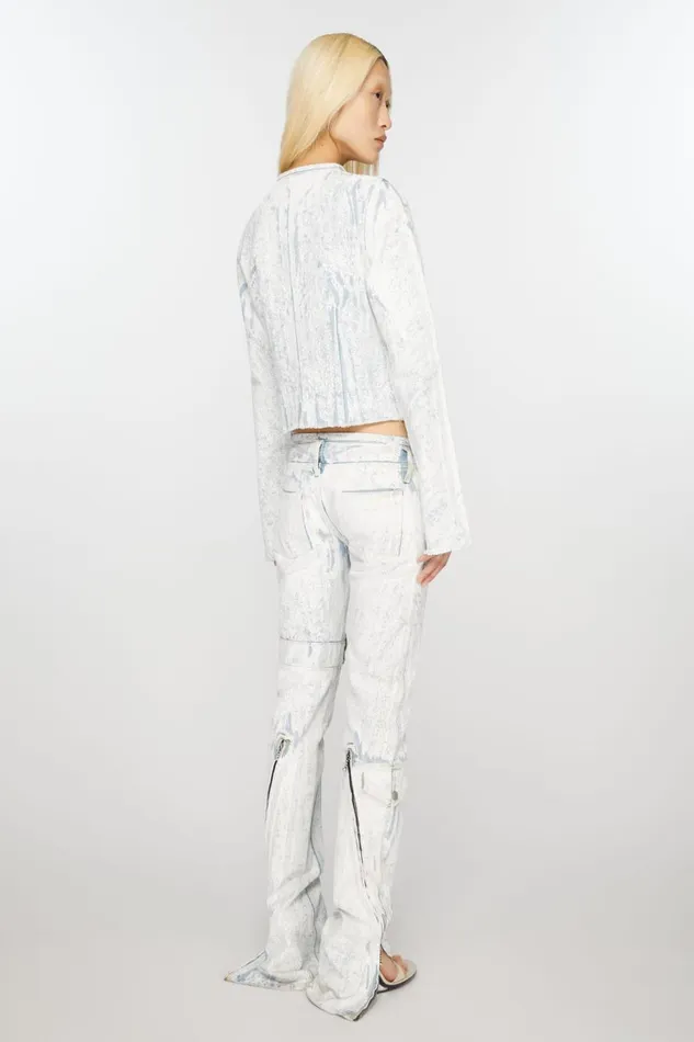 Women Print Jeans 8211 Slim Fit Light Bluewhite Acne Studios Trousers
