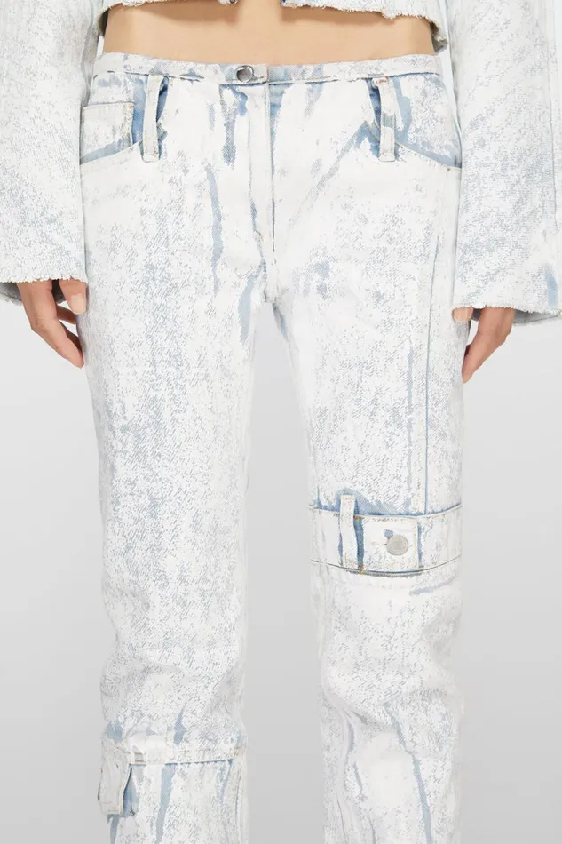 Women Print Jeans 8211 Slim Fit Light Bluewhite Acne Studios Trousers