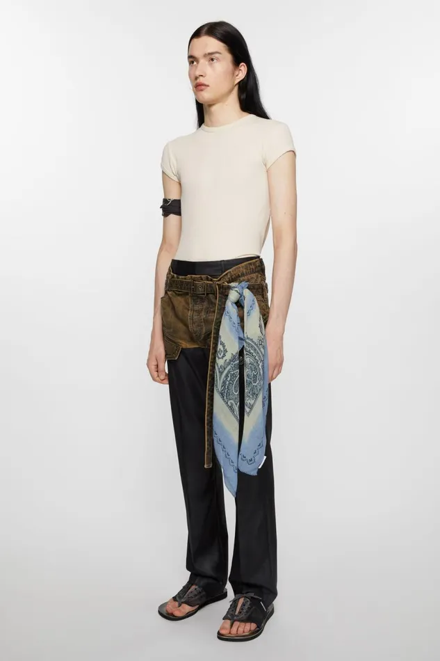 Women Print Light Wool Scarf Dusty Beigelight Blue Acne Studios Scarves
