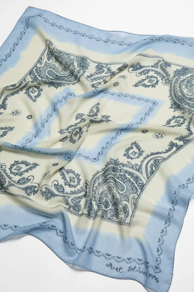 Women Print Light Wool Scarf Dusty Beigelight Blue Acne Studios Scarves