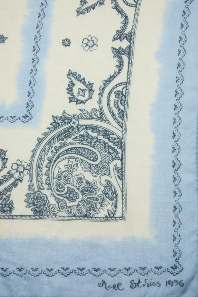Women Print Light Wool Scarf Dusty Beigelight Blue Acne Studios Scarves