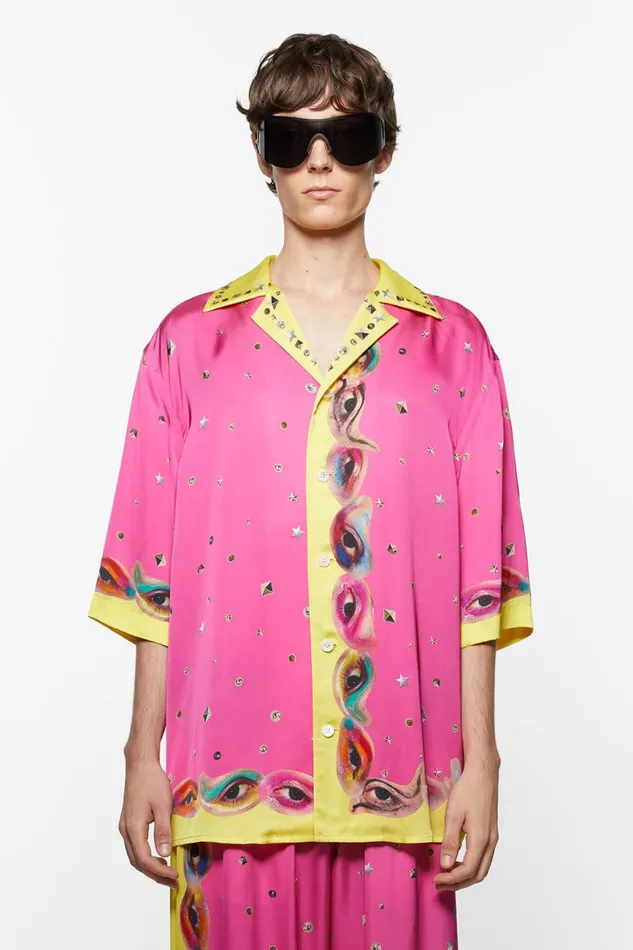 Women Printed Buttonup Shirt Fuchsia Pink Acne Studios Shirts and Blouses