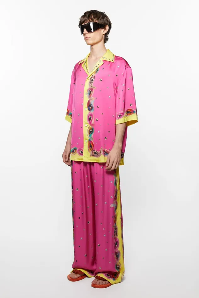 Women Printed Buttonup Shirt Fuchsia Pink Acne Studios Shirts and Blouses