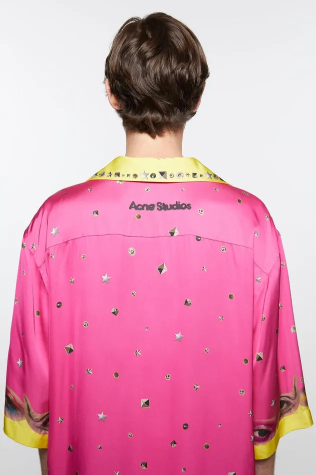 Women Printed Buttonup Shirt Fuchsia Pink Acne Studios Shirts and Blouses