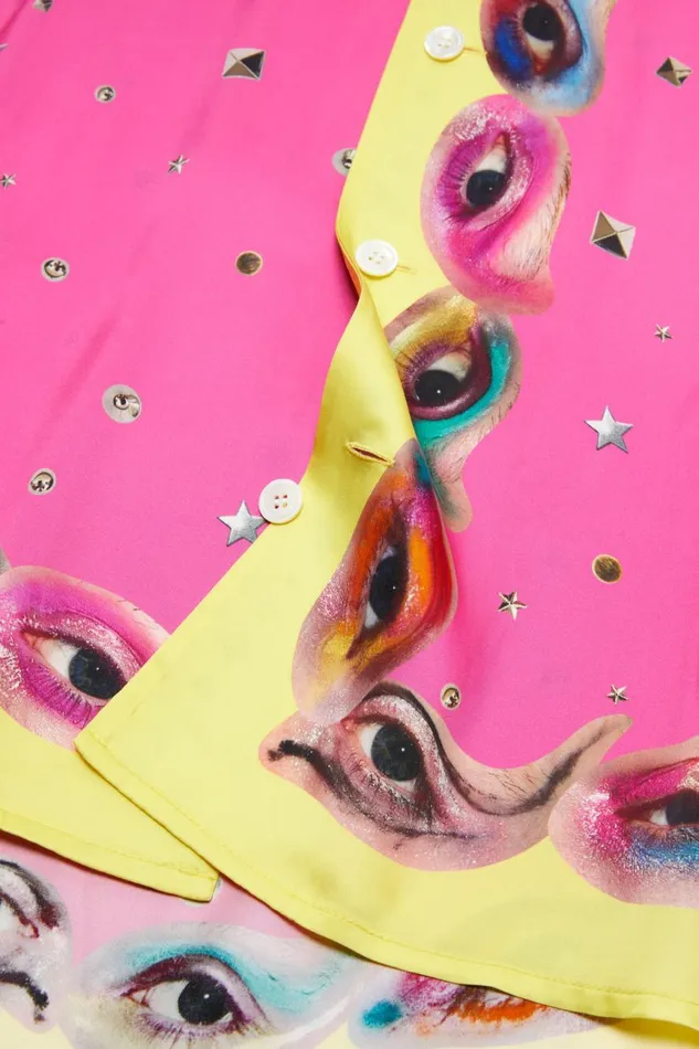 Women Printed Buttonup Shirt Fuchsia Pink Acne Studios Shirts and Blouses