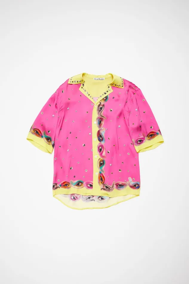 Women Printed Buttonup Shirt Fuchsia Pink Acne Studios Shirts and Blouses