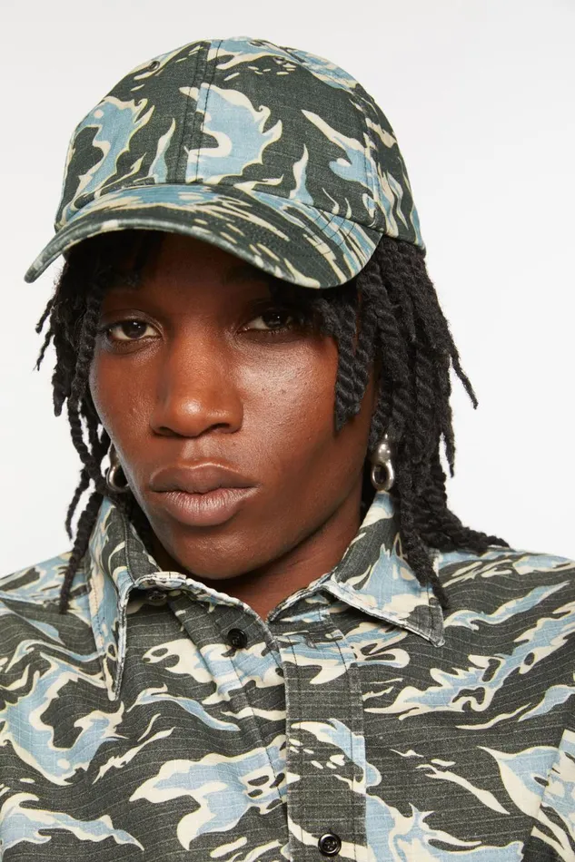 Women Printed Cap Blackblue Acne Studios Hats