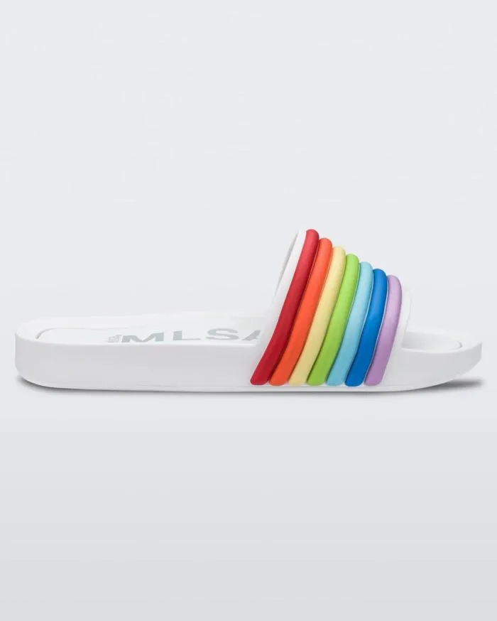 Women Rainbow Beach White Rainbow Melissa Slides