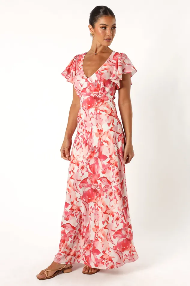 Women Ramsey Maxi Dress 8211 Red Floral Red Floral Dresses petalandpup