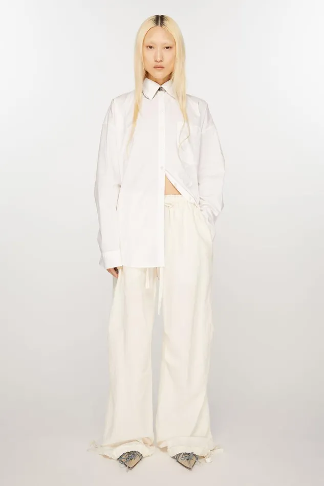 Women Relaxed Drawstring Trousers Warm White Acne Studios Trousers