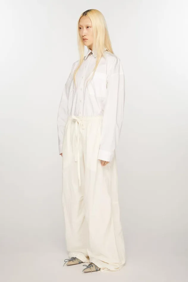 Women Relaxed Drawstring Trousers Warm White Acne Studios Trousers