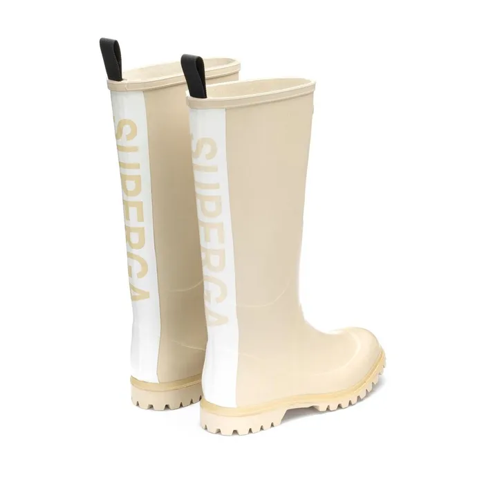 Women Rubber Boots Unisex 799 RUBBER BOOTS LETTERING High Cut BEIGE SEMOLINA Superga Gumboots