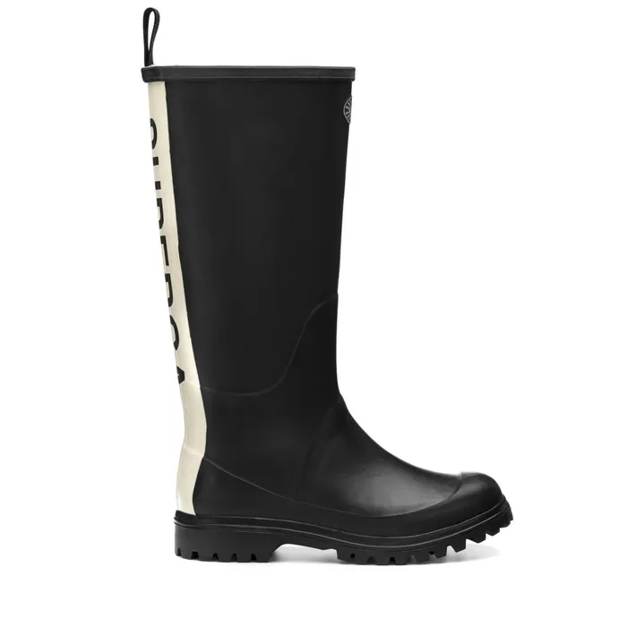 Women Rubber Boots Unisex 799 RUBBER BOOTS LETTERING High Cut BLACK Superga Gumboots