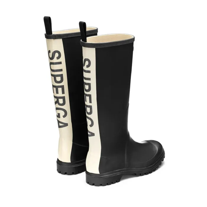 Women Rubber Boots Unisex 799 RUBBER BOOTS LETTERING High Cut BLACK Superga Gumboots