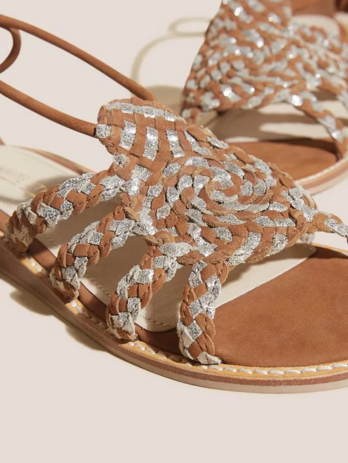 Women SANDALS White Stuff Plaited Leather Sandal Tie Leg Mid Tan Women SANDALS White Stuff Plaited Leather Sandal Tie Leg Mid Tan
