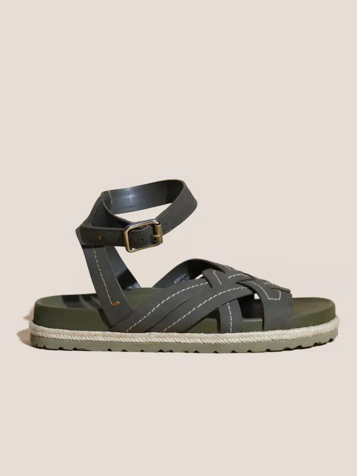 Women SANDALS White Stuff Weave Footbed Sandal Khaki Green Women SANDALS White Stuff Weave Footbed Sandal Khaki Green