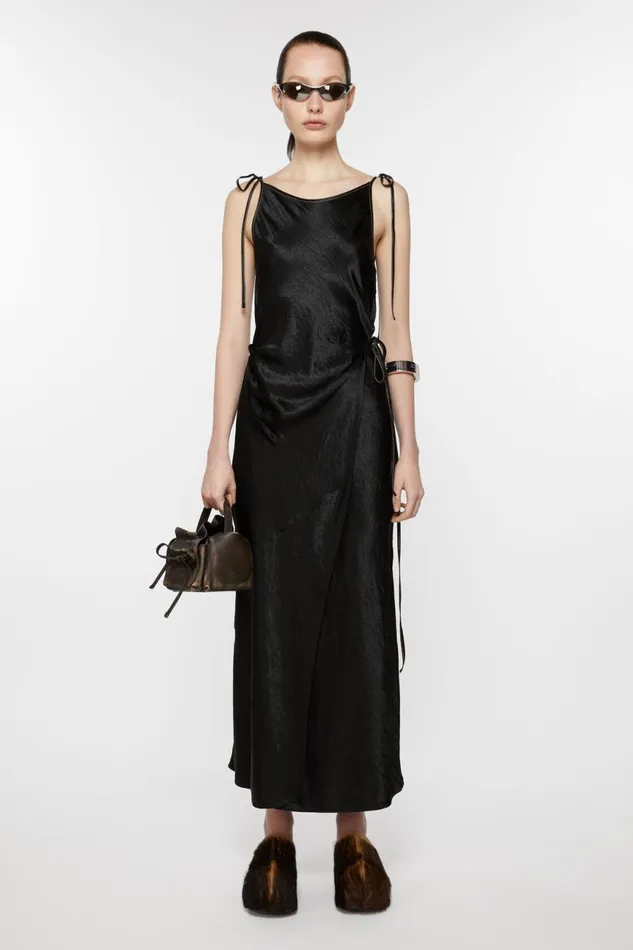 Women Satin Dress Black Acne Studios Dresses