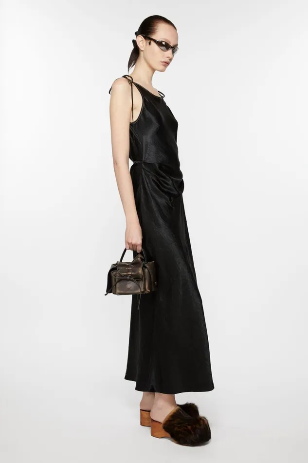 Women Satin Dress Black Acne Studios Dresses