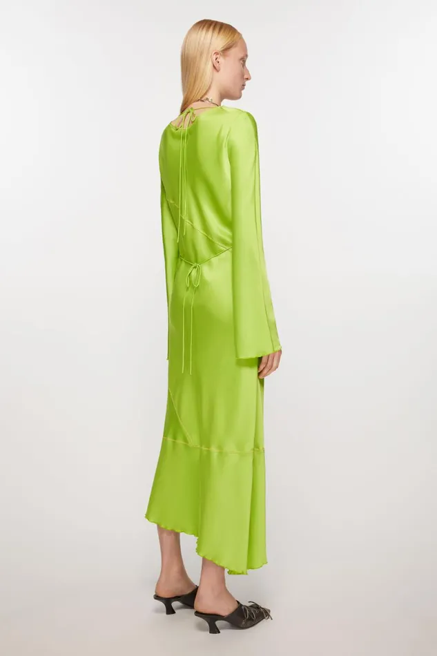 Women Satin Long Dress Bright Green Acne Studios Dresses