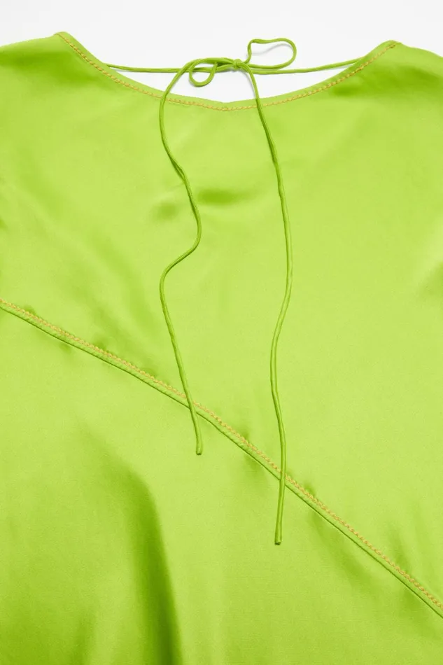 Women Satin Long Dress Bright Green Acne Studios Dresses
