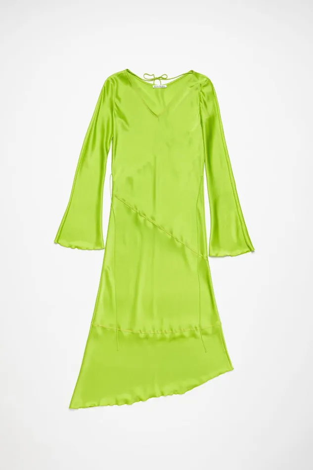 Women Satin Long Dress Bright Green Acne Studios Dresses