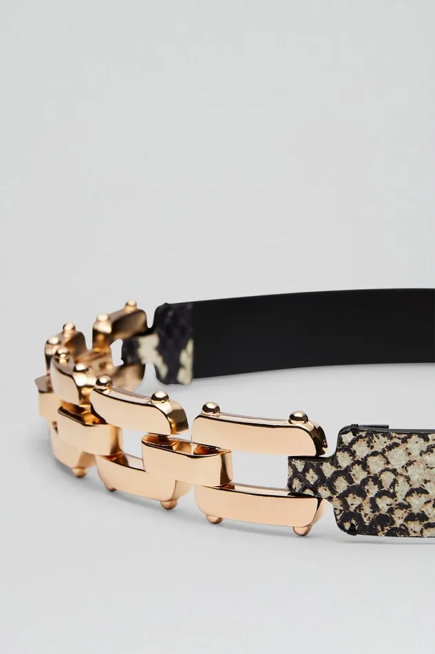 Women Scanlan Theodore Belts GOLD TRIM BELT 25 Stone Women Scanlan Theodore Belts GOLD TRIM BELT 25 Stone