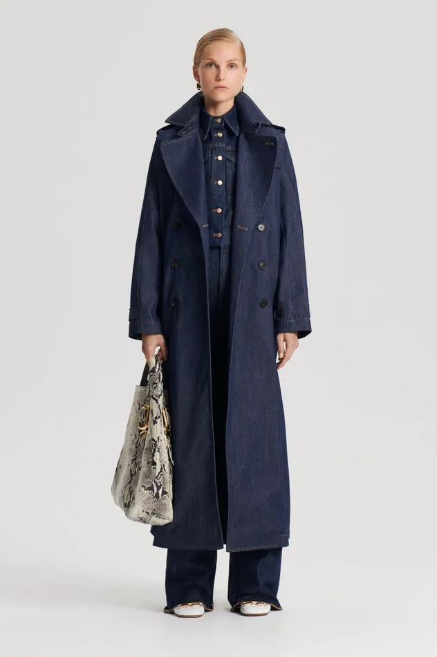 Women Scanlan Theodore Coats DENIM TRENCH Indigos
