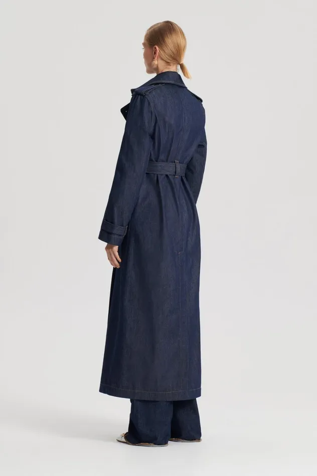 Women Scanlan Theodore Coats DENIM TRENCH Indigos Women Scanlan Theodore Coats DENIM TRENCH Indigos