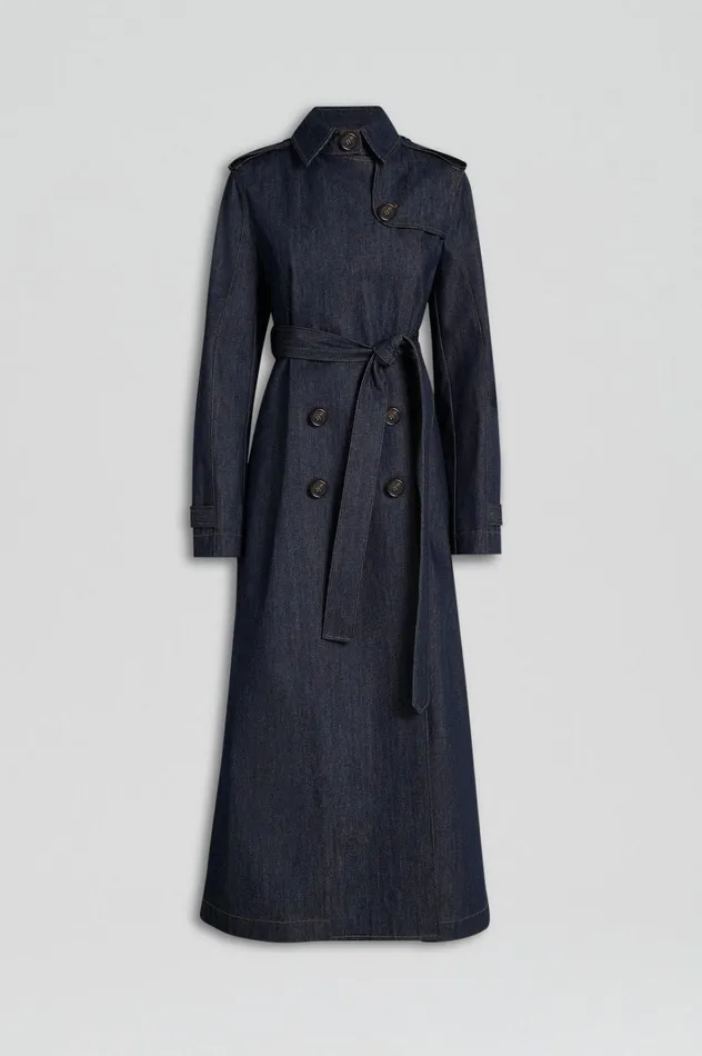 Women Scanlan Theodore Coats DENIM TRENCH Indigos Women Scanlan Theodore Coats DENIM TRENCH Indigos