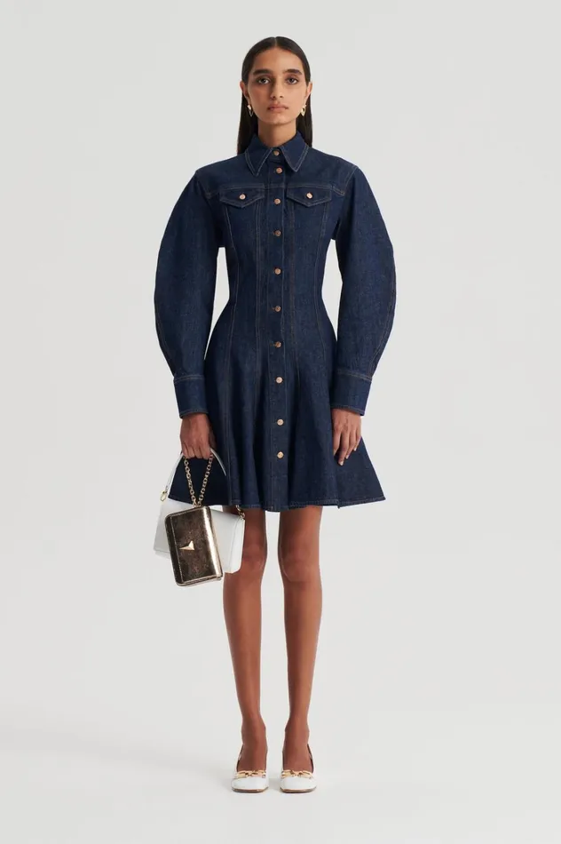 Women Scanlan Theodore Denim DENIM MINI DRESS Indigob