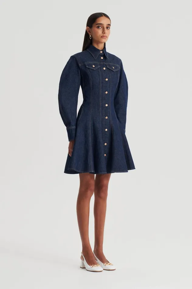 Women Scanlan Theodore Denim DENIM MINI DRESS Indigob Women Scanlan Theodore Denim DENIM MINI DRESS Indigob