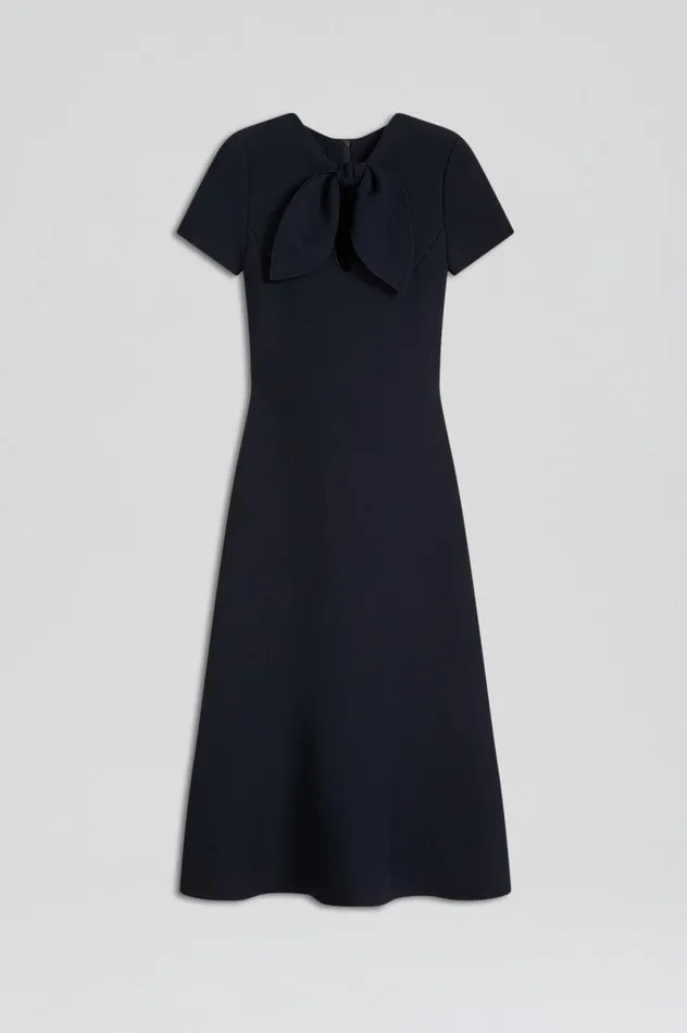 Women Scanlan Theodore Dresses CREPE KNIT CRAVAT DRESS Navy Women Scanlan Theodore Dresses CREPE KNIT CRAVAT DRESS Navy