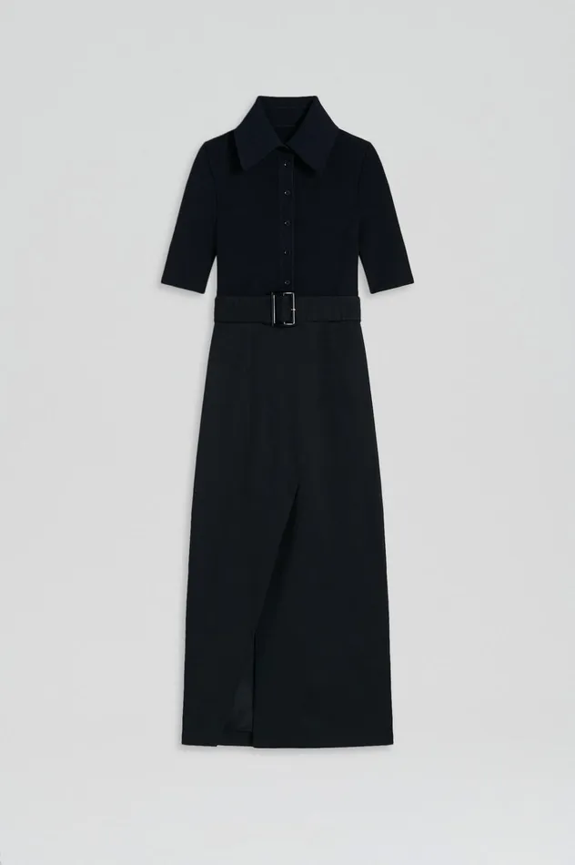 Women Scanlan Theodore Dresses CREPE KNIT PENCIL COTTON DRESS Navy Women Scanlan Theodore Dresses CREPE KNIT PENCIL COTTON DRESS Navy