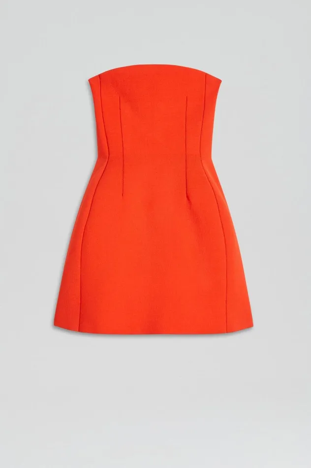 Women Scanlan Theodore Dresses CREPE KNIT PEPLUM STRAPLESS DRESS Crayon Women Scanlan Theodore Dresses CREPE KNIT PEPLUM STRAPLESS DRESS Crayon