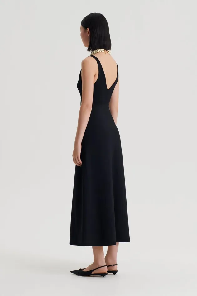 Women Scanlan Theodore Dresses CREPE KNIT V NECK DRESS Black Women Scanlan Theodore Dresses CREPE KNIT V NECK DRESS Black