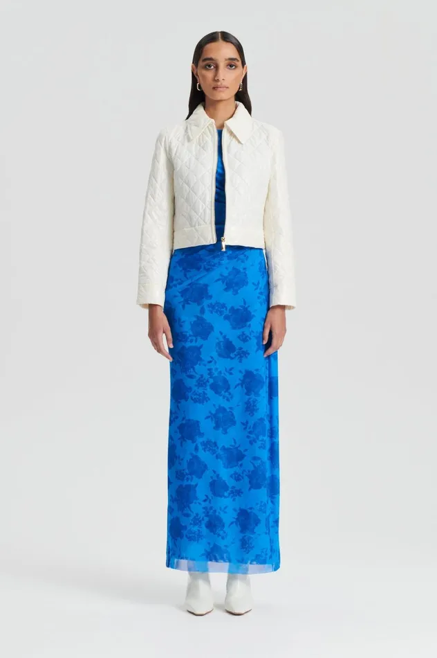 Women Scanlan Theodore Dresses FLORAL LACE PRINT MESH DRESS Blue Women Scanlan Theodore Dresses FLORAL LACE PRINT MESH DRESS Blue