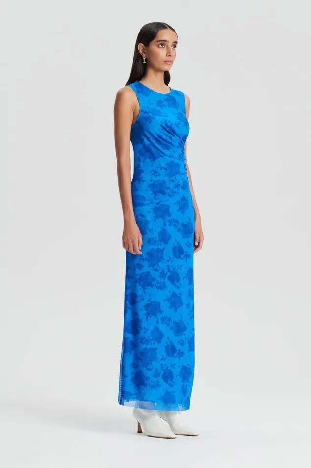 Women Scanlan Theodore Dresses FLORAL LACE PRINT MESH DRESS Blue Women Scanlan Theodore Dresses FLORAL LACE PRINT MESH DRESS Blue