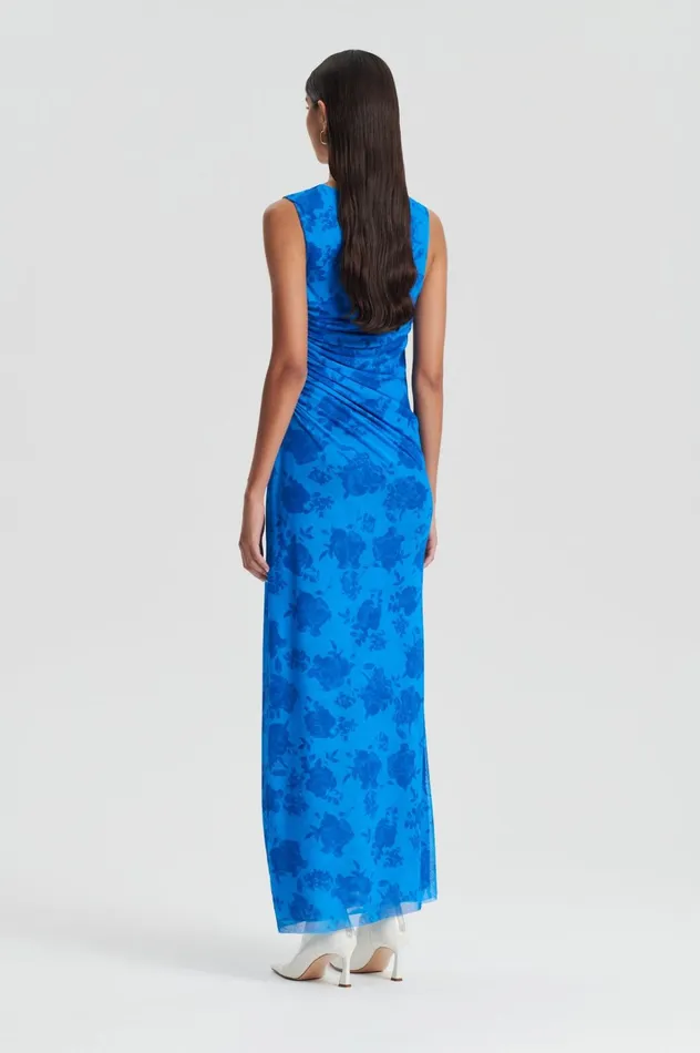 Women Scanlan Theodore Dresses FLORAL LACE PRINT MESH DRESS Blue Women Scanlan Theodore Dresses FLORAL LACE PRINT MESH DRESS Blue