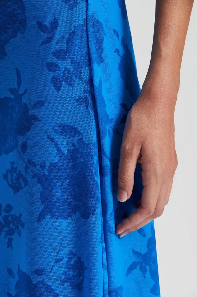 Women Scanlan Theodore Dresses FLORAL LACE PRINT MESH DRESS Blue Women Scanlan Theodore Dresses FLORAL LACE PRINT MESH DRESS Blue