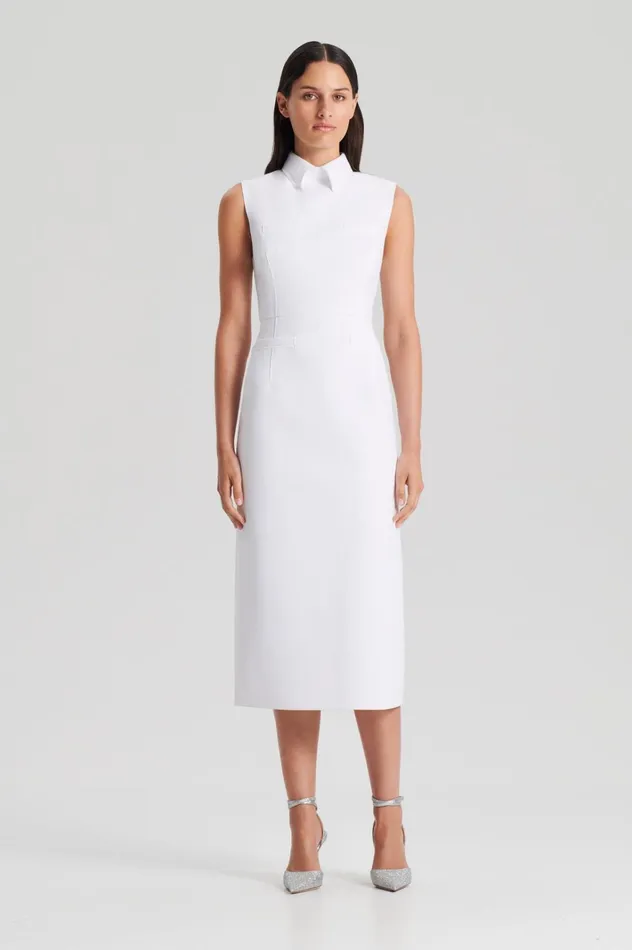 Women Scanlan Theodore Dresses SCUBA PENCIL DRESS White