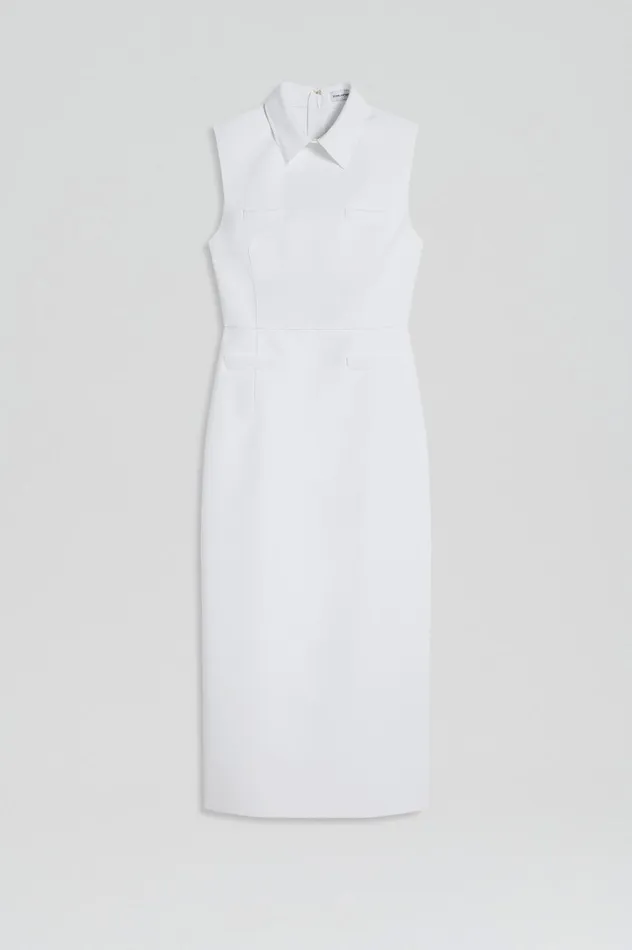 Women Scanlan Theodore Dresses SCUBA PENCIL DRESS White Women Scanlan Theodore Dresses SCUBA PENCIL DRESS White