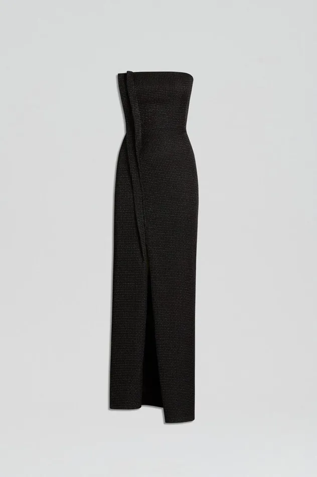 Women Scanlan Theodore Dresses TINSEL GINGHAM GOWN Black Women Scanlan Theodore Dresses TINSEL GINGHAM GOWN Black