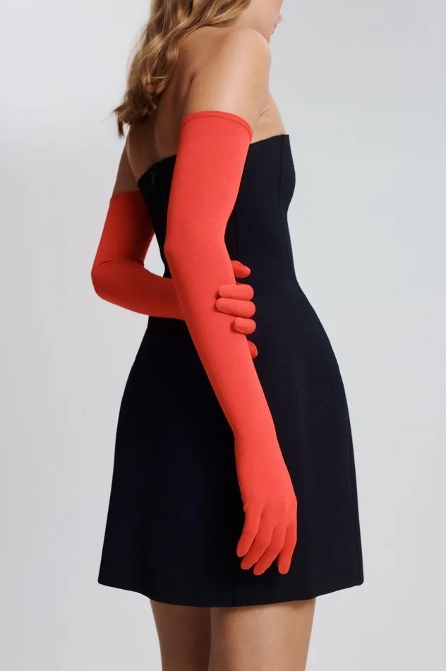 Women Scanlan Theodore Gloves CREPE KNIT GLOVES Crayon