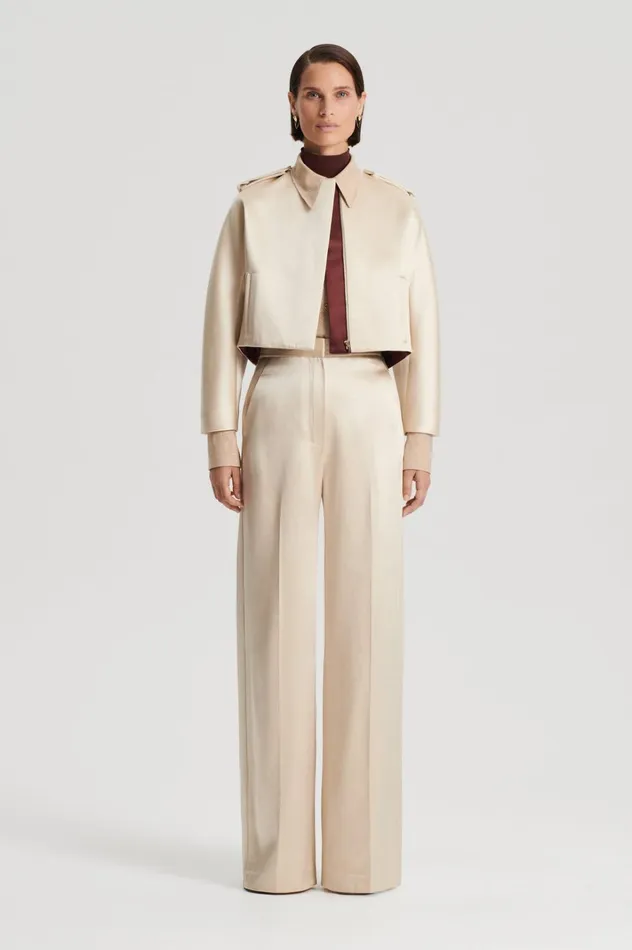Women Scanlan Theodore Jackets CONTRAST SATIN COCOON JACKET Gold