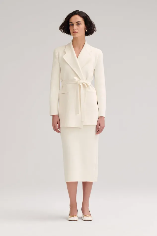 Women Scanlan Theodore Jackets CREPE KNIT LOOSE TAILORED JACKET Cream