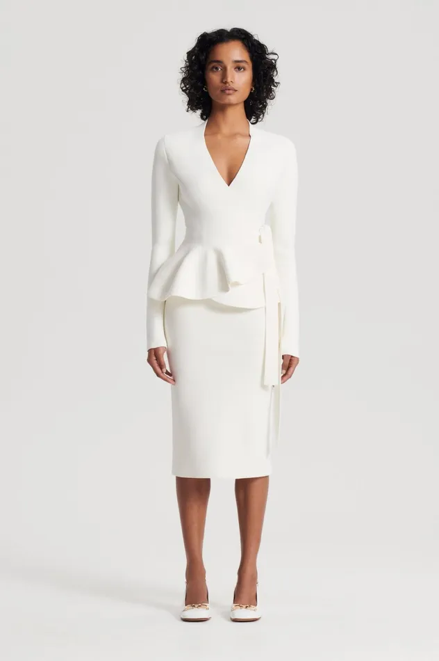 Women Scanlan Theodore Jackets CREPE KNIT WRAP JACKET Cream