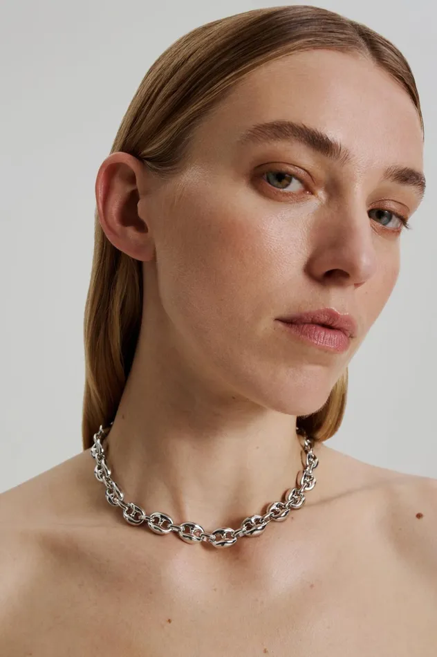 Women Scanlan Theodore Jewelry MARINE LINK CHAIN CHOKER Silver