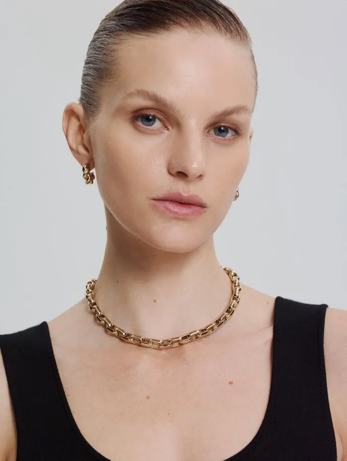 Women Scanlan Theodore Jewelry ROLO CHAIN CHOKER Lightgold