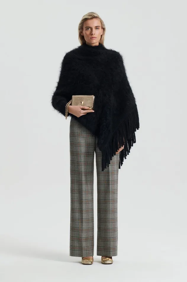 Women Scanlan Theodore Knitwear BRUSHED FRINGED CAPE Black